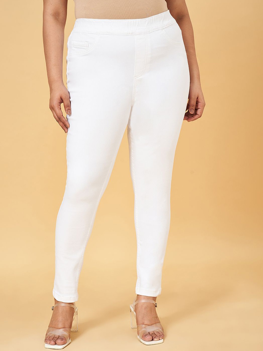 

Honey Curvytude by Pantaloons Women Super Skinny Fit Plus Size Jeans, White