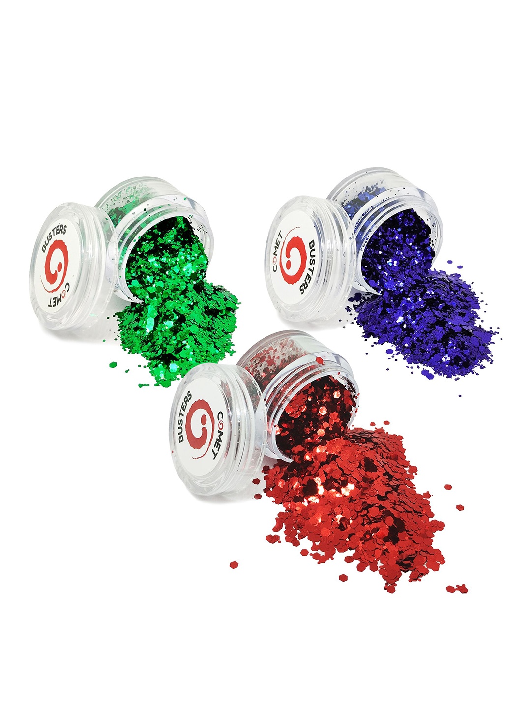 

Comet Busters Set Of 3 Face Chunky Glitter Body Shimmer Eye Makeup - 5 g Each - GLT031, Green