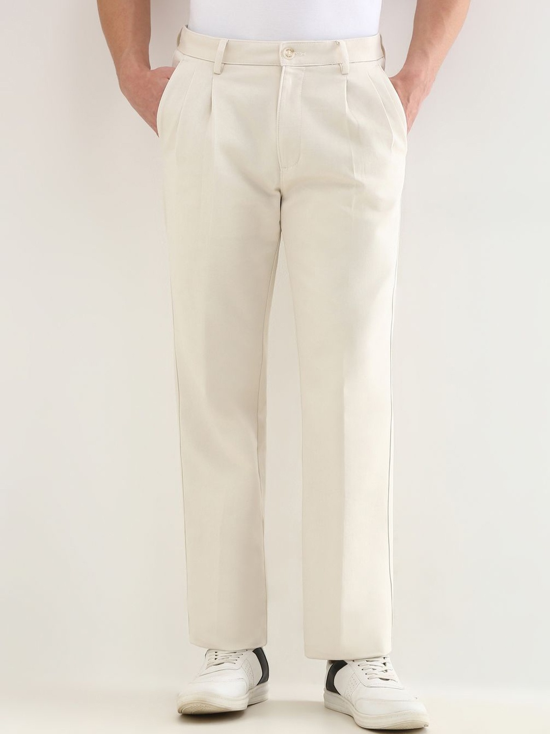 

Allen Solly Men Pleated Trouser, Cream