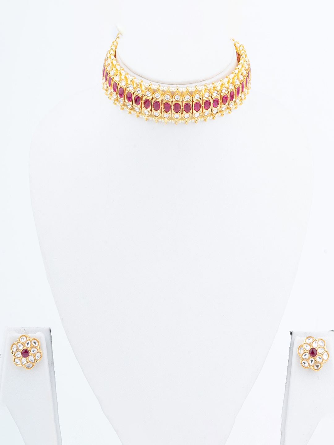 

Vivinia by Vidhi Gold-Plated Kundan Studded Polki Choker Jewellery Set