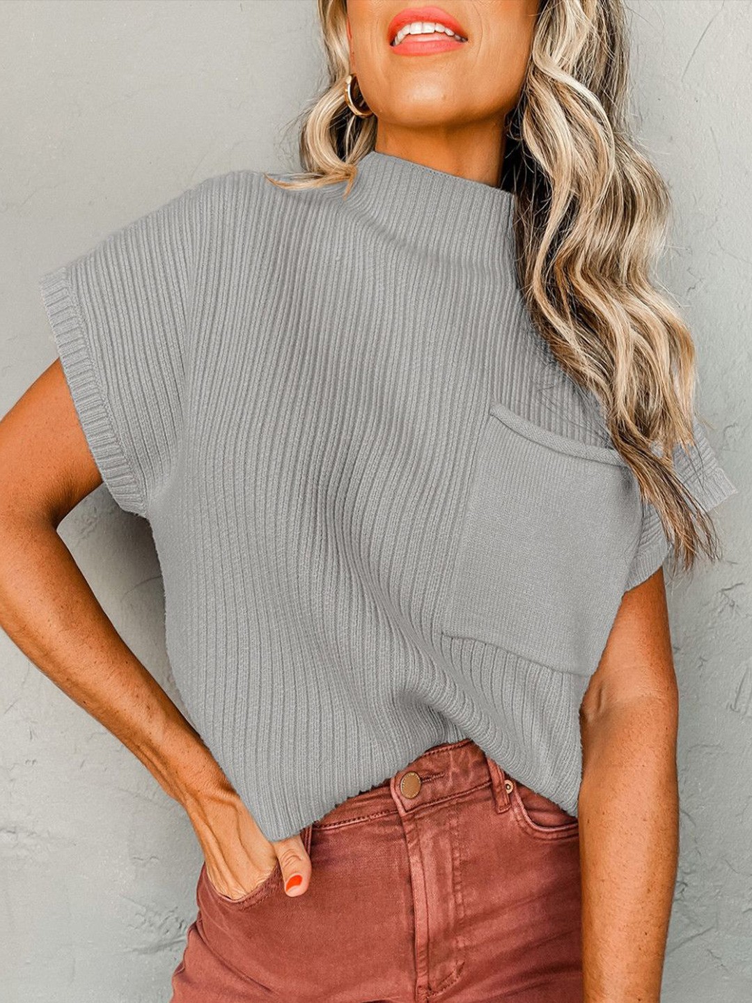 

HERE&NOW Women Cable Knit Pullover Sweater, Grey
