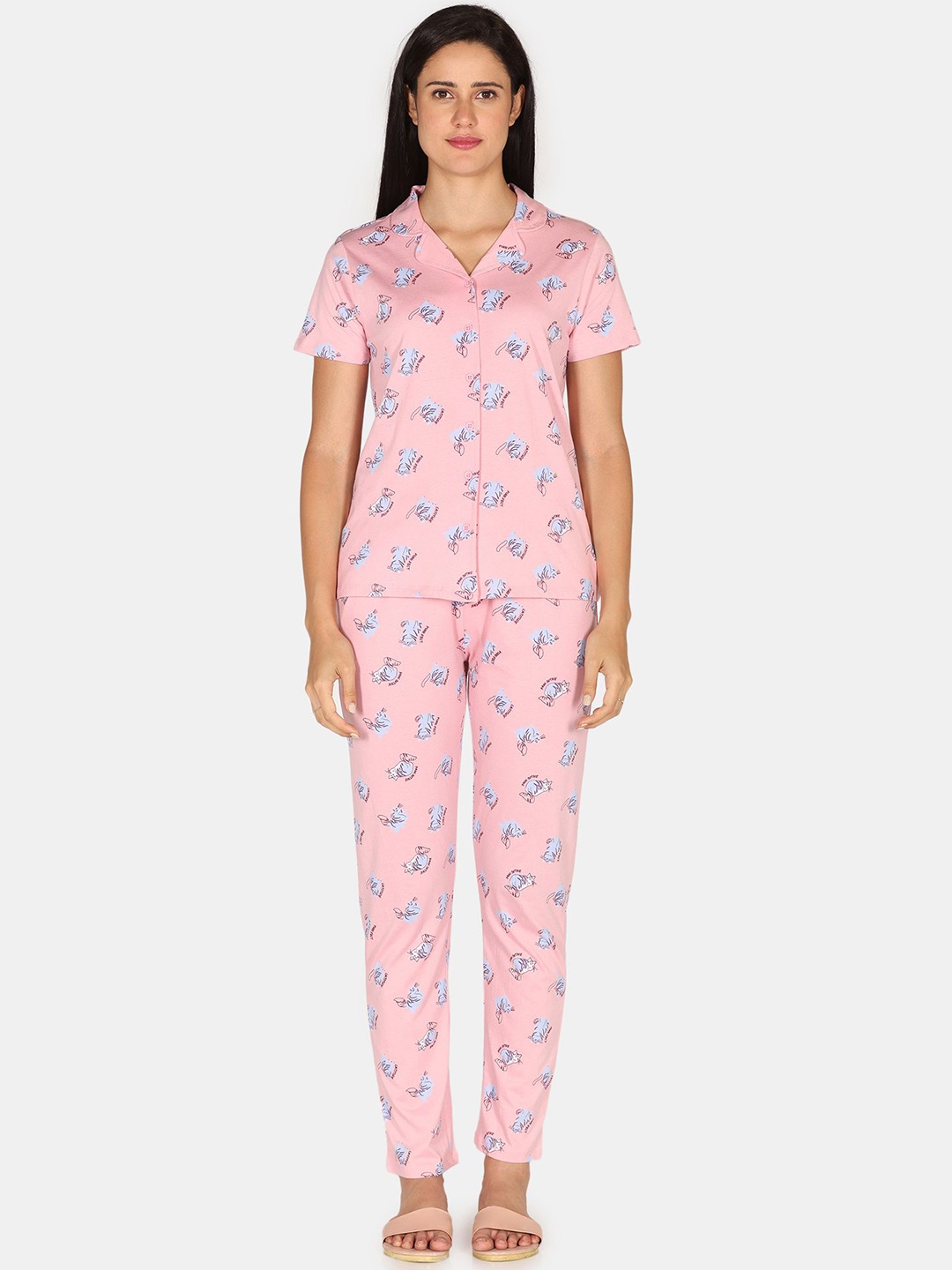 

Rosaline by Zivame Women Floral Printed Night suit, Pink