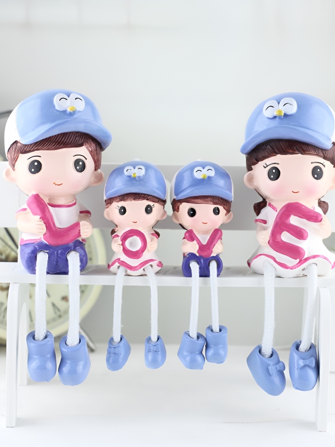 

Spiaty Blue 4 Pieces Hanging Rope Long Legs Family Miniature Showpiece