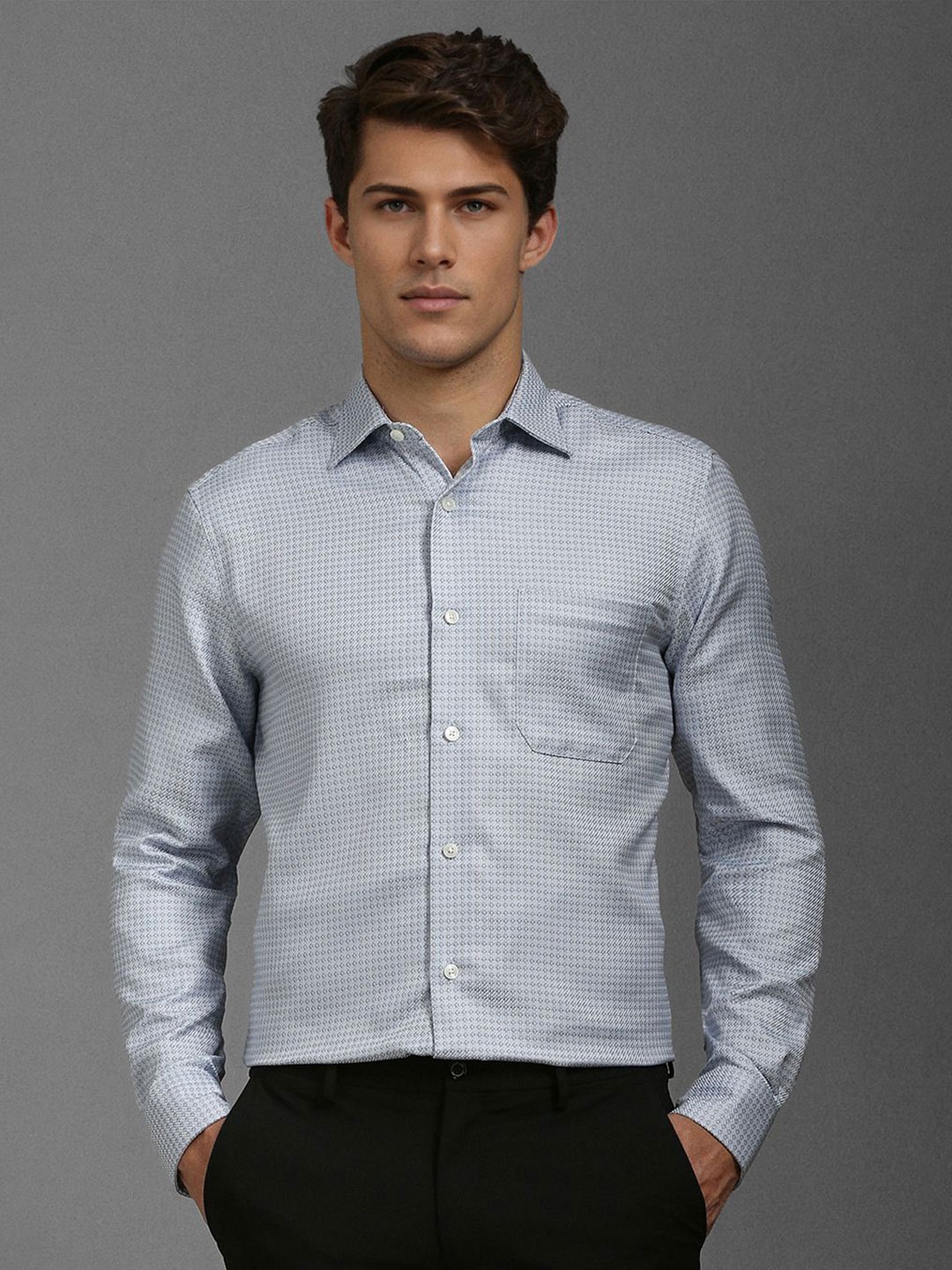 

Louis Philippe Men Classic Opaque Printed Formal Shirt, Grey