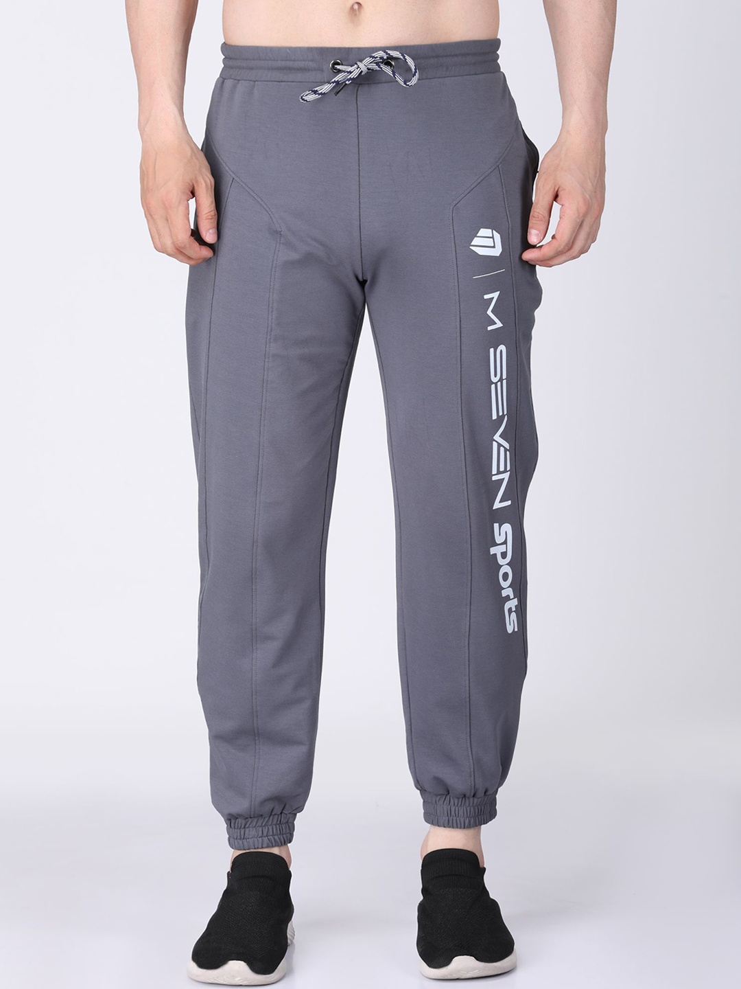 

M7 EMPIRE Men Printed Cotton Joggers, Grey