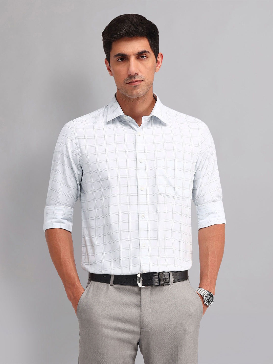 

AD By Arvind Men Opaque Checked Casual Shirt, Blue