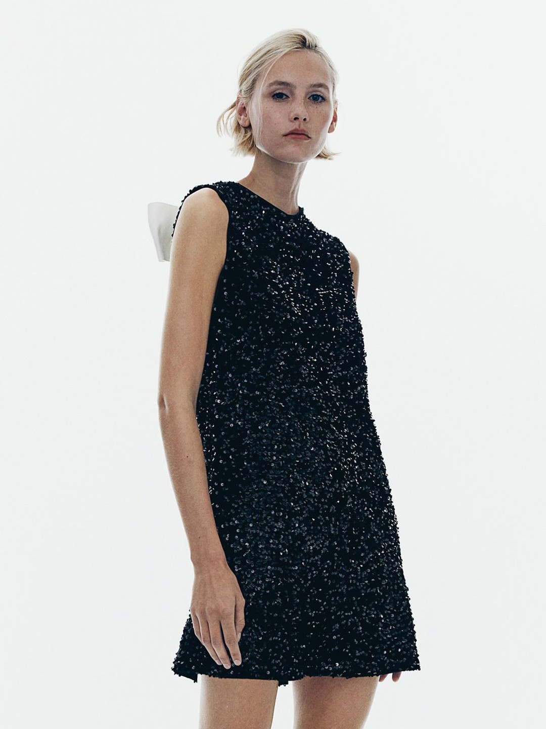 

H&M Sequined Tie-Back Loose Fit Dresses, Black