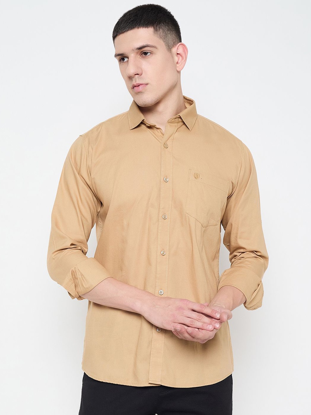 

Duke Men Slim Fit Opaque Casual Shirt, Brown