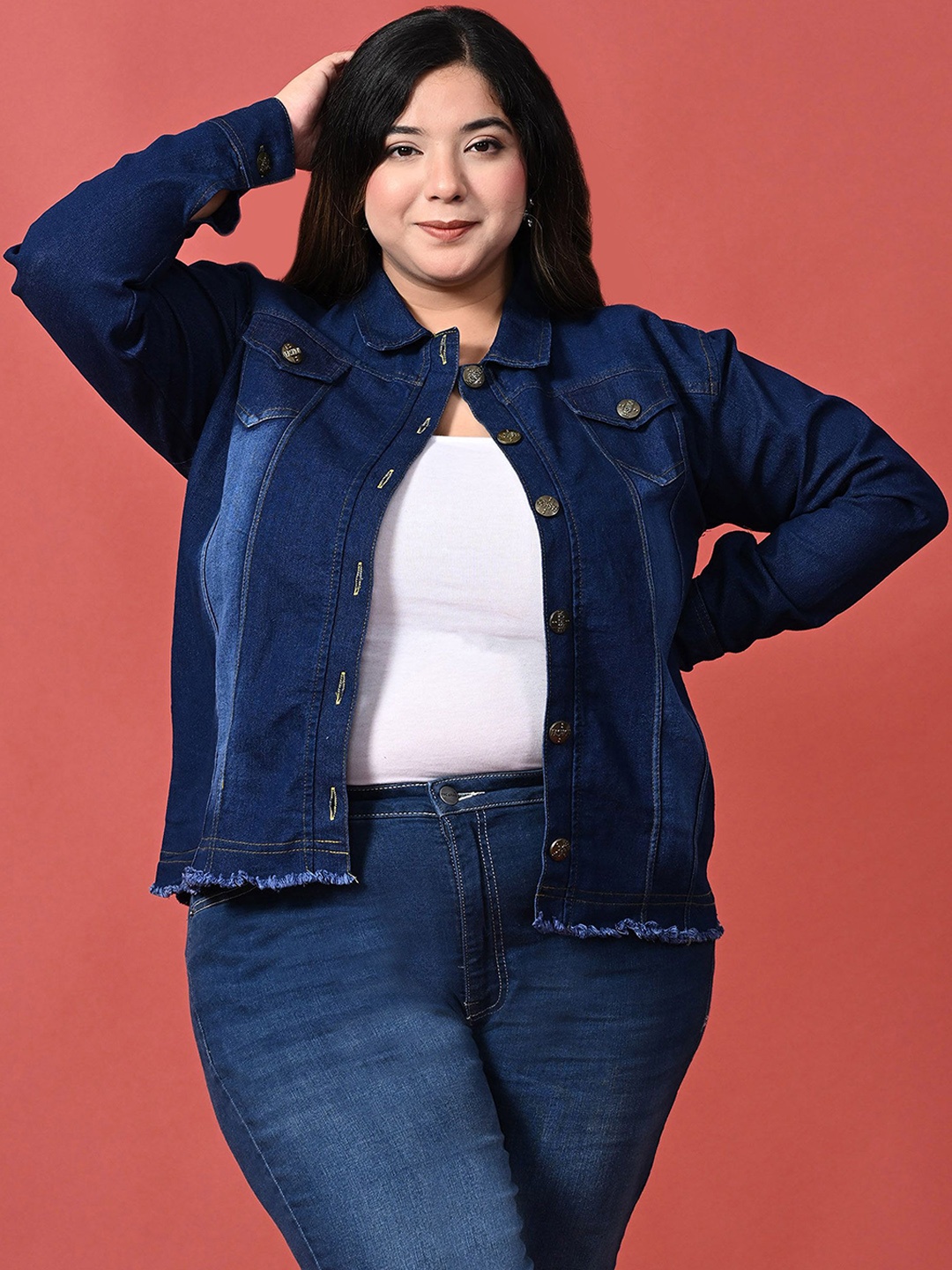

Funday Fashion Women Washed Denim Jacket, Blue