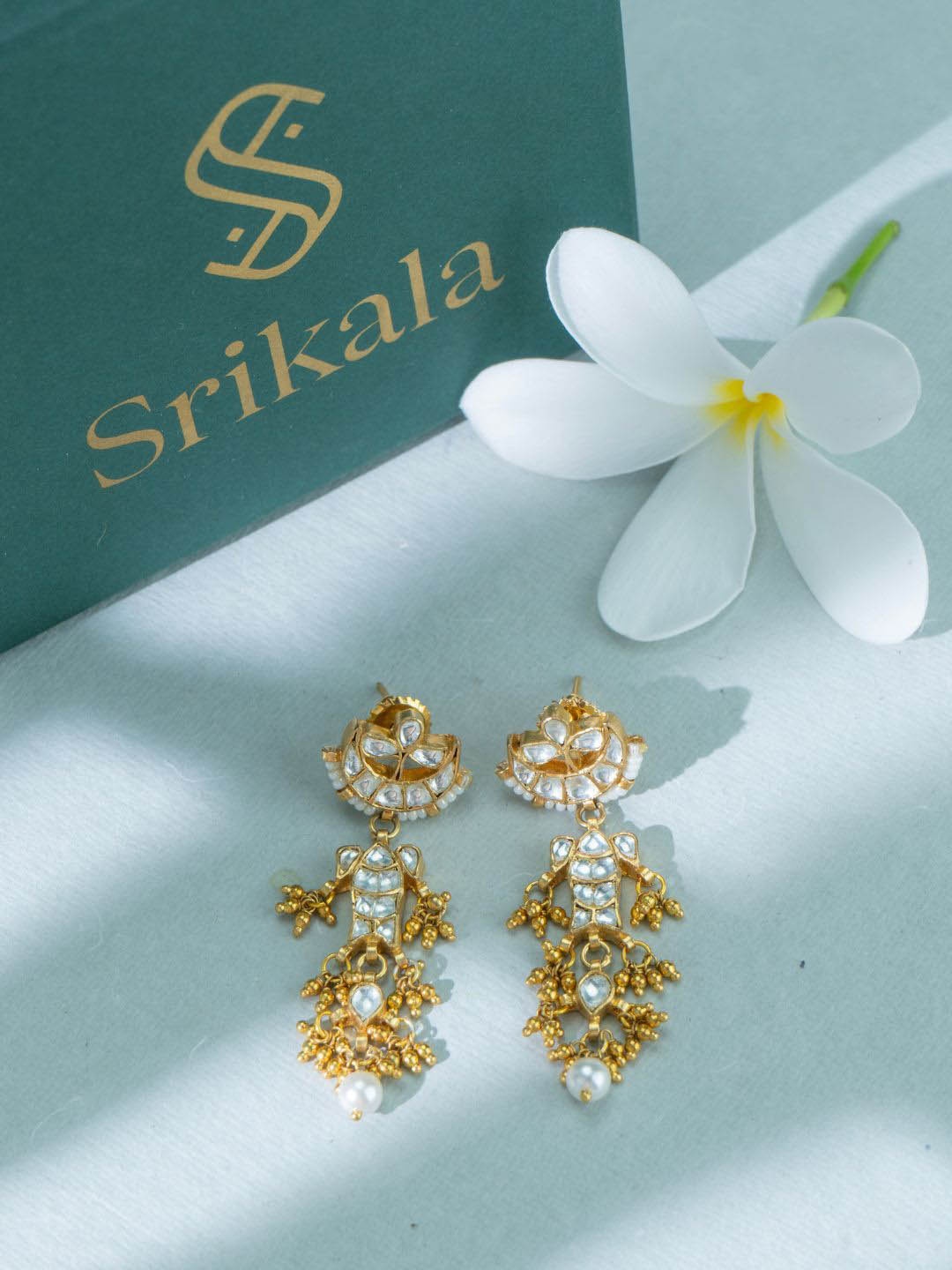 

srikala Gold-Plated Stone Studded & Beaded Chandelier Drop Earrings, Multi