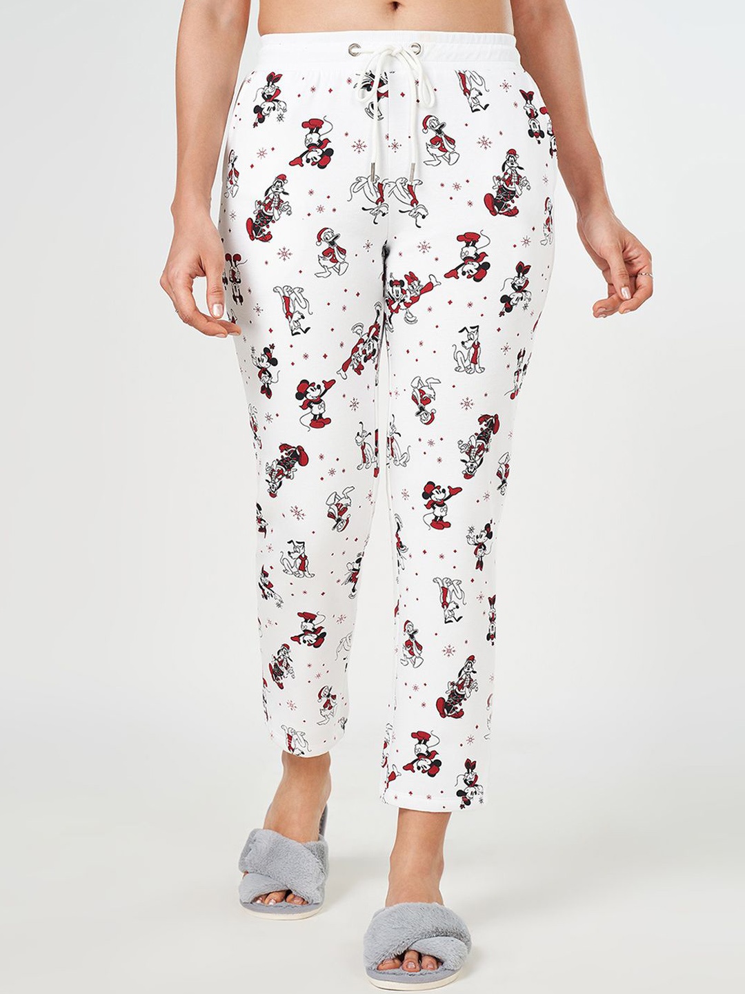

Dreamz by Pantaloons Women Printed Cotton Straight Lounge Pants, Off white