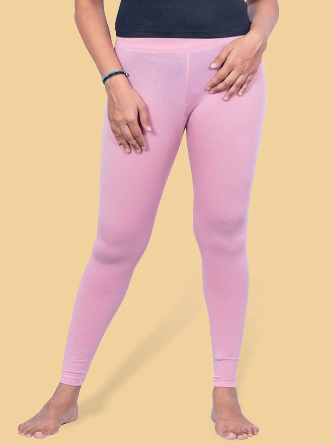 

Kryptic Women Pure Cotton Ankle Length Leggings, Pink