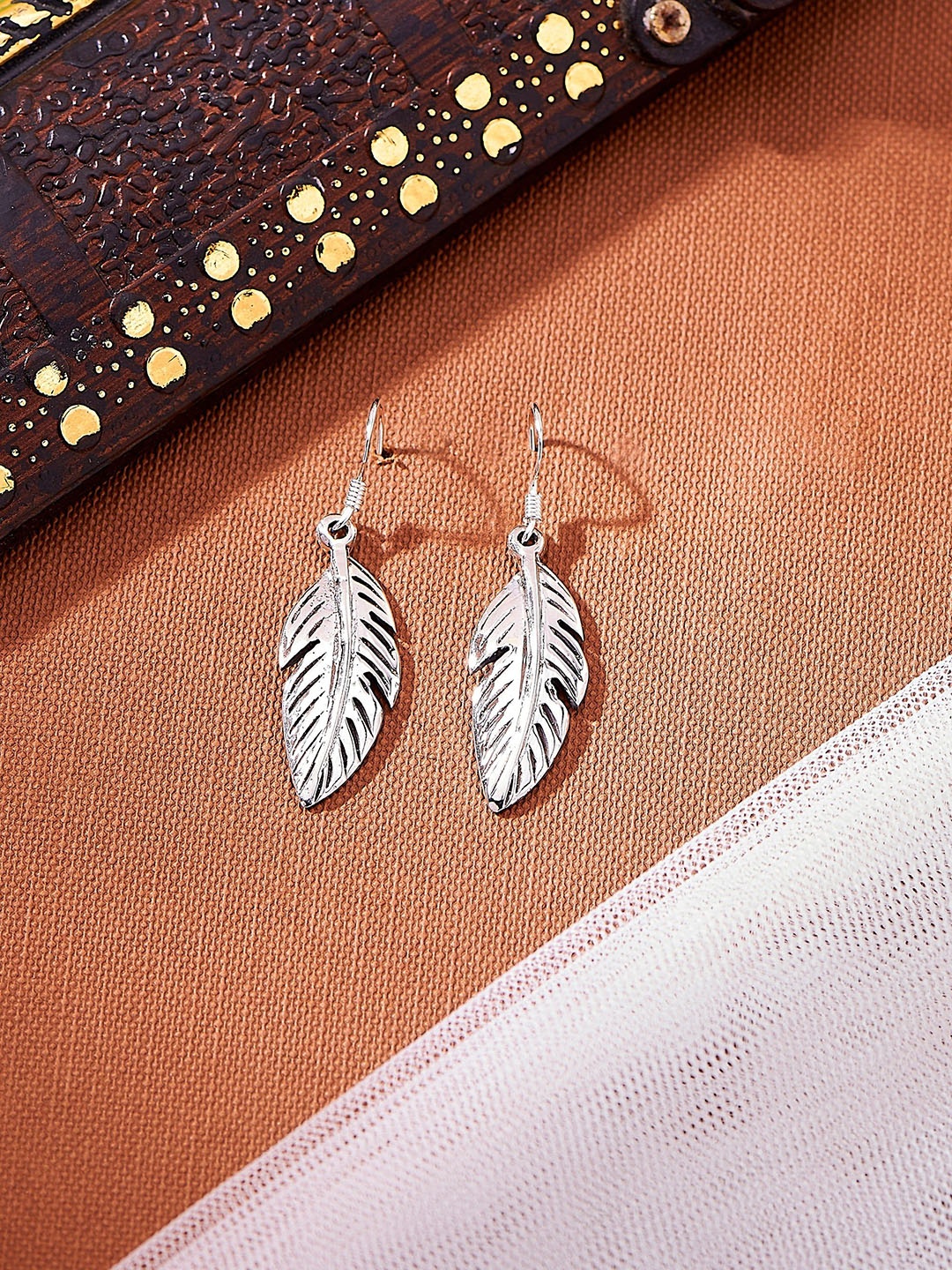 

Nipura 925 Sterling Silver Rhodium-Plated Leaf Drop Earrings