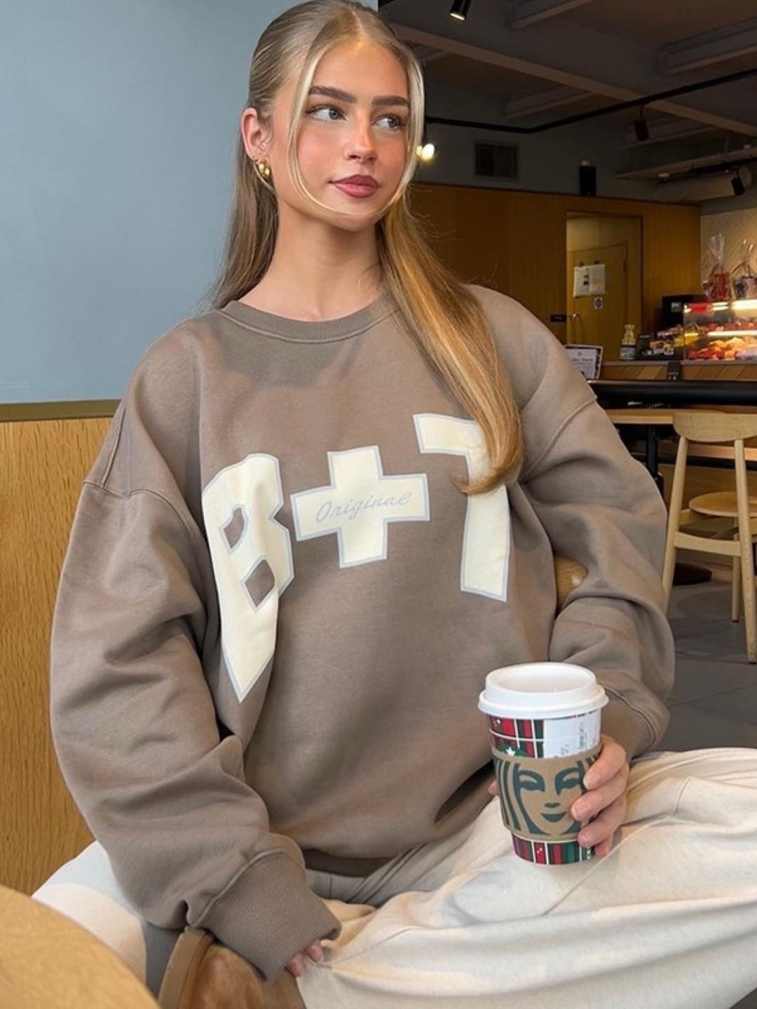 

HERE&NOW Women Typography Printed Sweatshirt, Brown