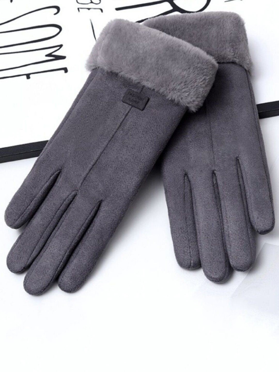 

Bold N Elegant Women Leather Winter Gloves, Grey
