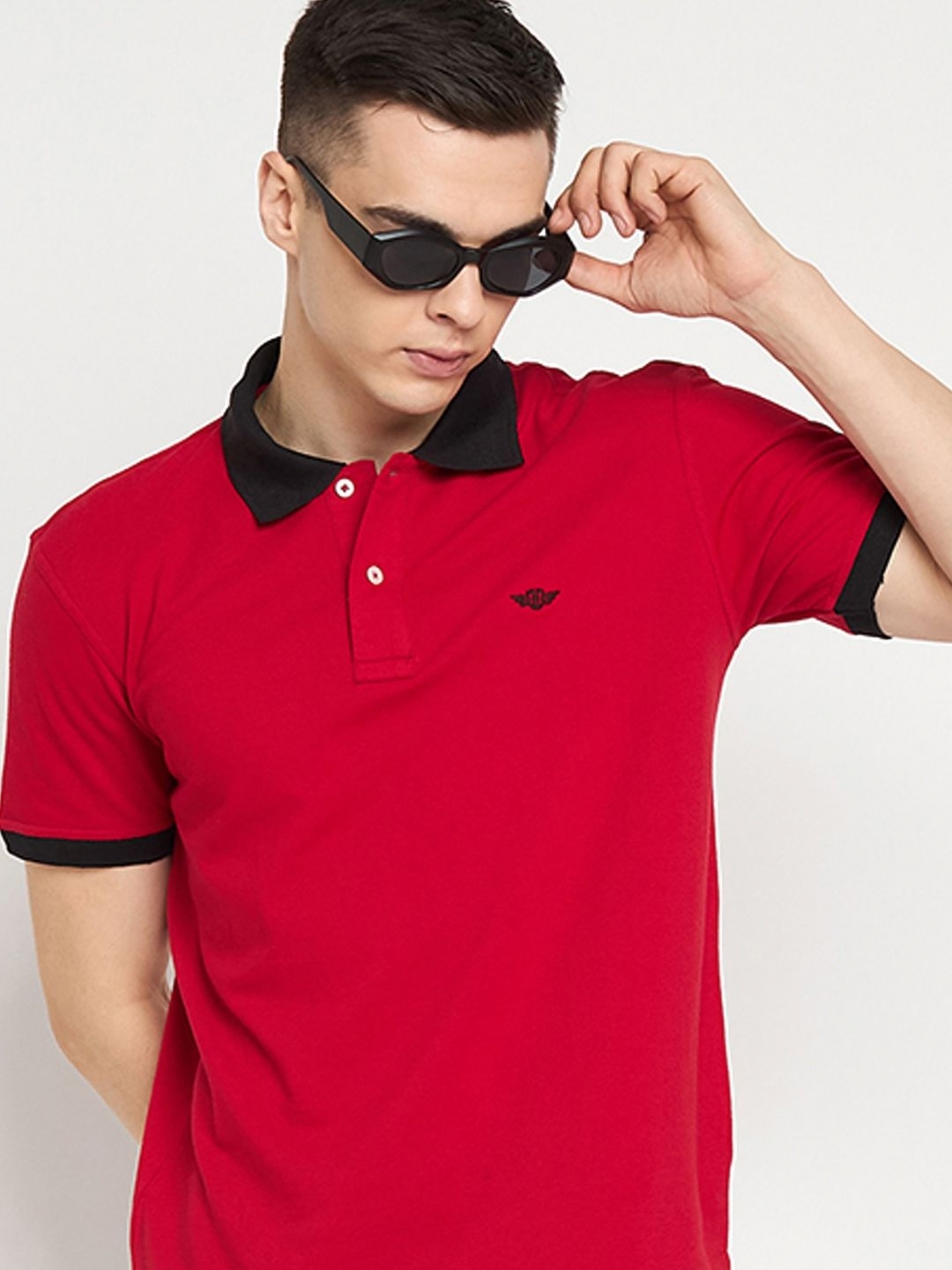 

GET GOLF Men Solid Polo Collar Cotton T-shirt, Red