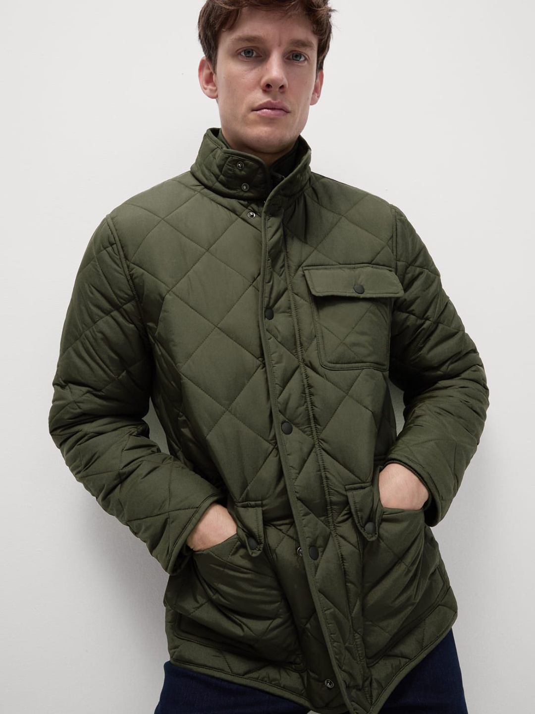 

Marks & Spencer Men Longline Quilted Jacket, Green