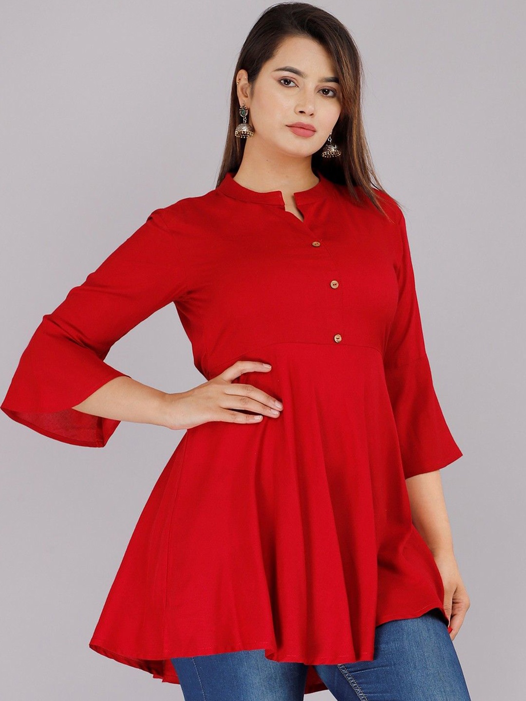 

BAESD Women Mandarin Collar Tunics, Maroon