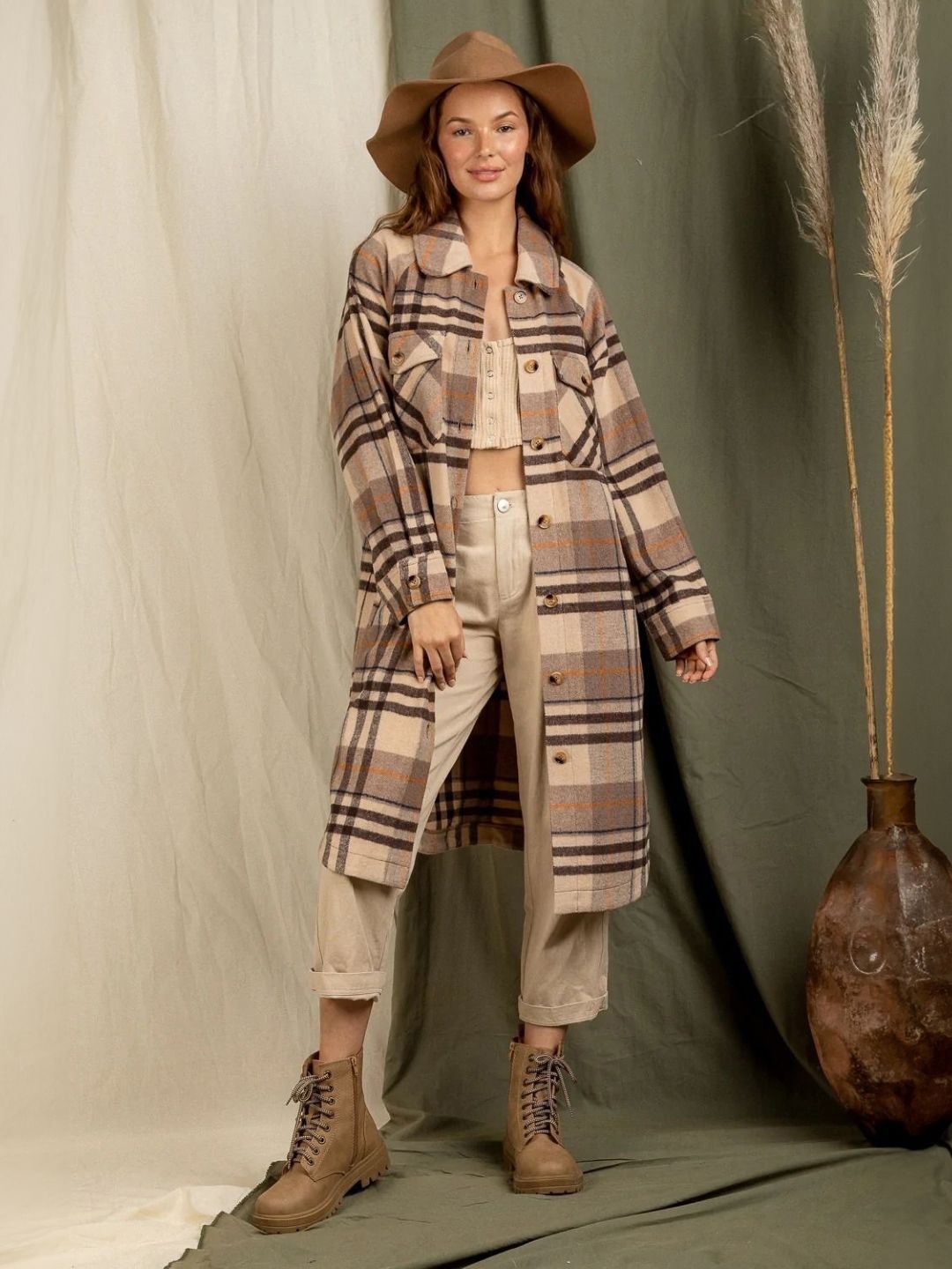 

HERE&NOW Women Original Tartan Checks Opaque Checked Casual Shirt, Brown