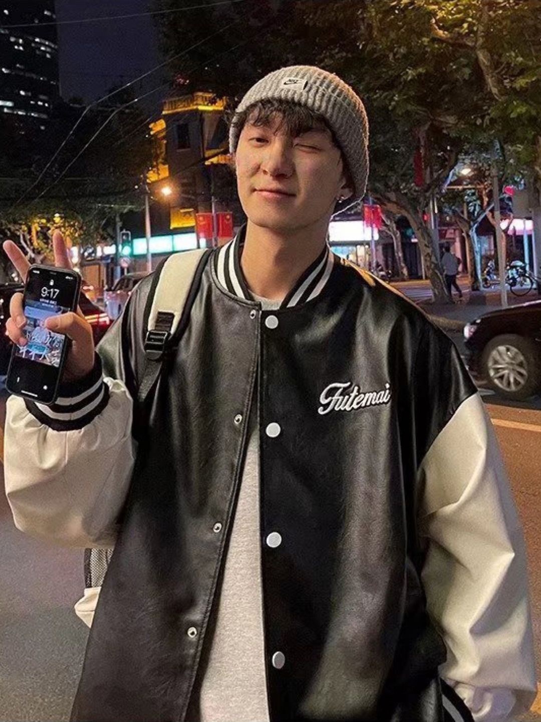 

KPOP Men Typography Open Front Jacket, Black