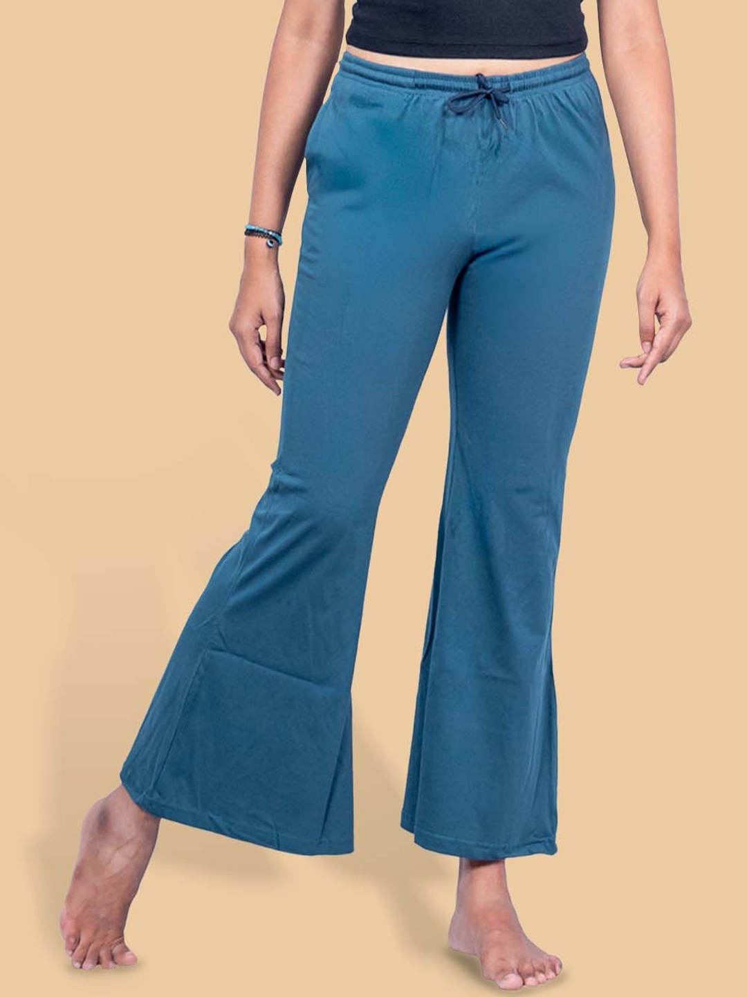 

Kryptic Women Pure Cotton Bootcut Flared Lounge Pant, Teal