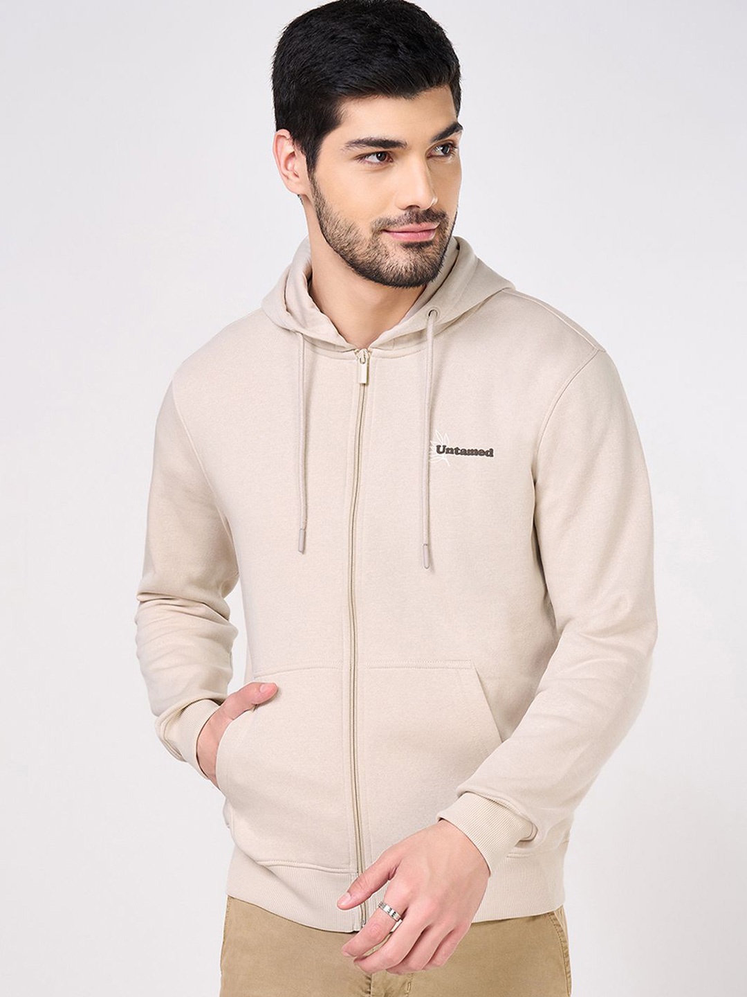 

Urban Ranger by pantaloons Men Hooded Sweatshirt, Cream