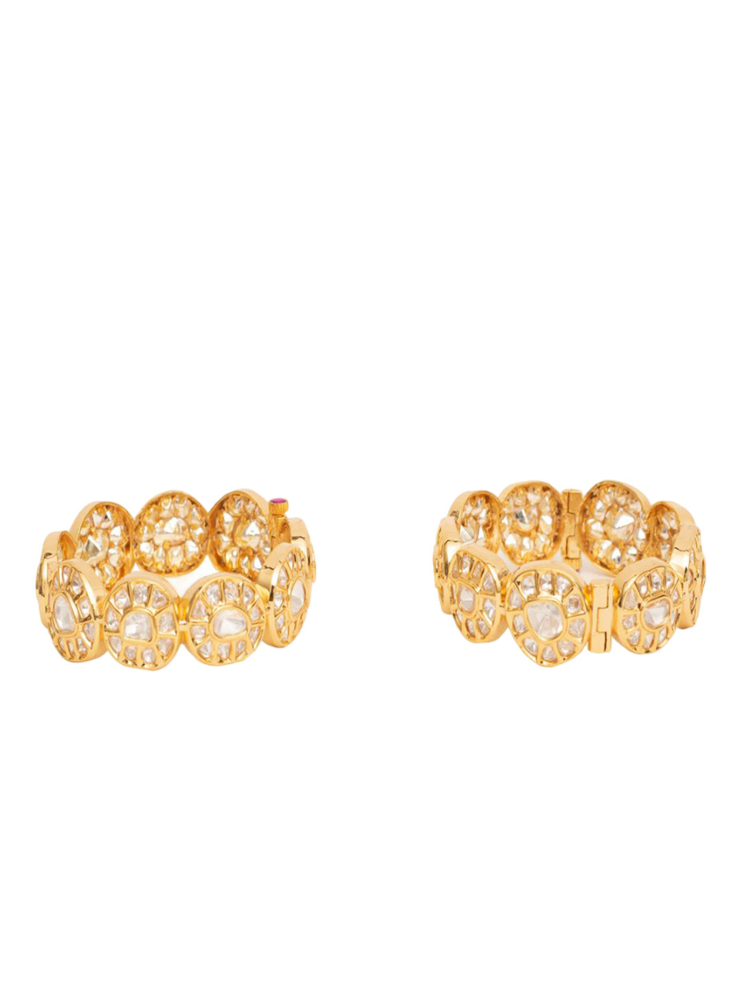 

vivinia BY VIDHI MEHRA MEHRA Set Of 2 Gold Plated Kundan Studded Kada Bangles