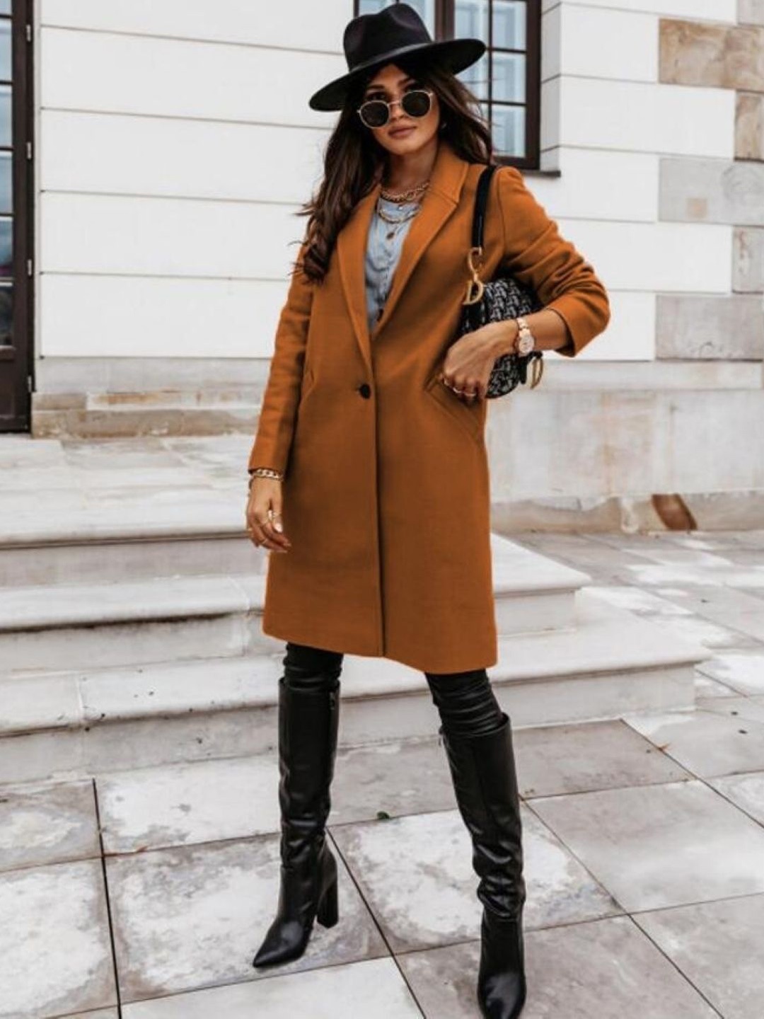 

StyleCast Women Longline Open Front Jacket, Brown