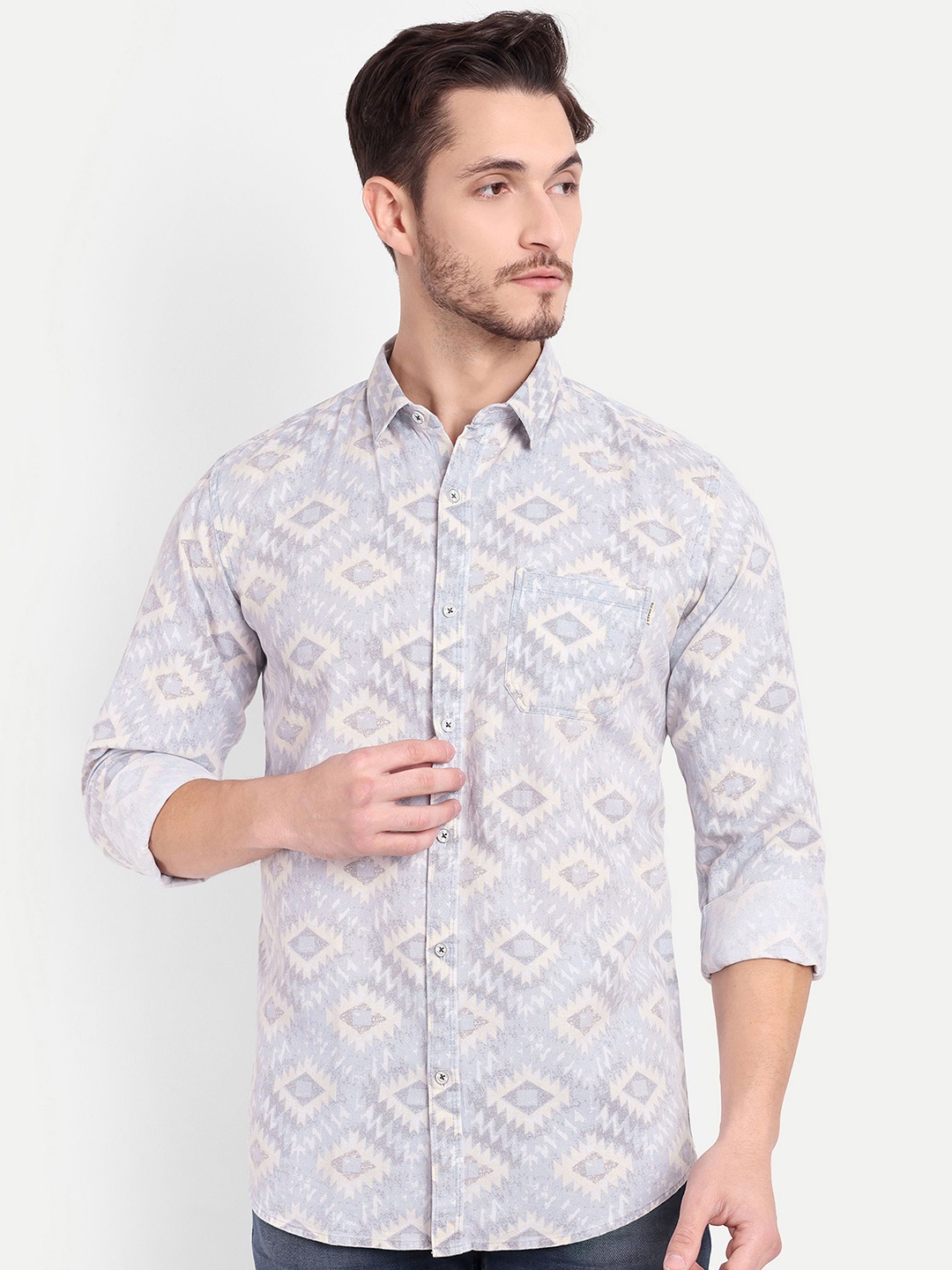 

SUI DHAGA Men Comfort Floral Opaque Printed Casual Shirt, Grey