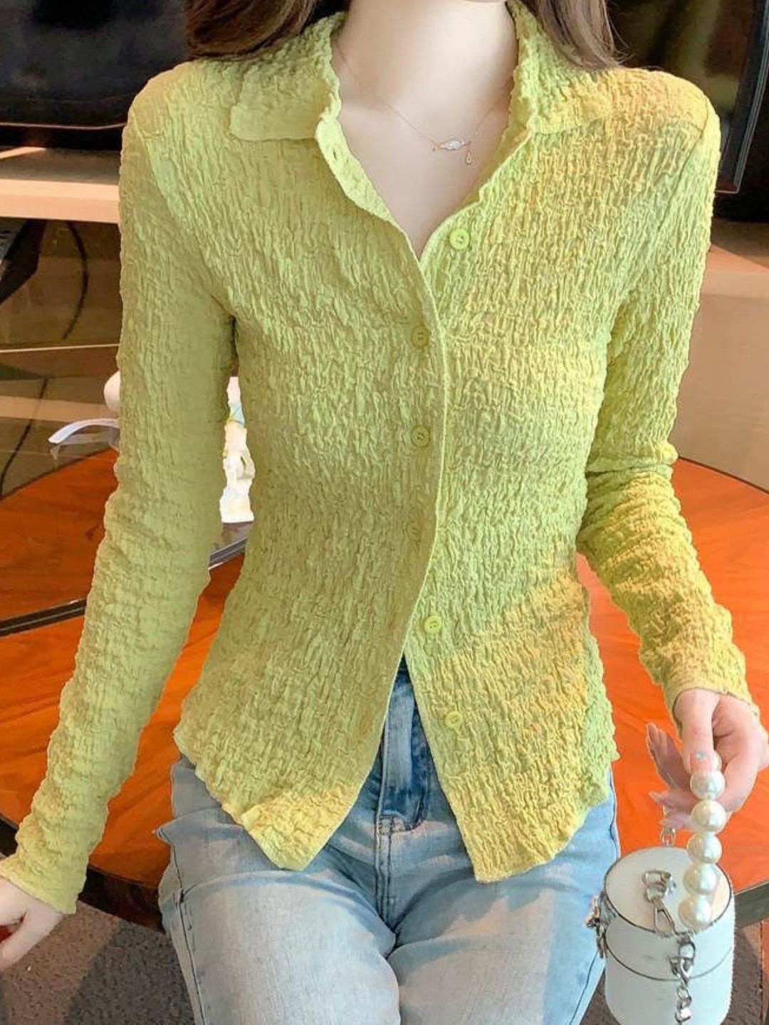 

HERE&NOW Women Smart Slim Fit Opaque Casual Shirt, Green