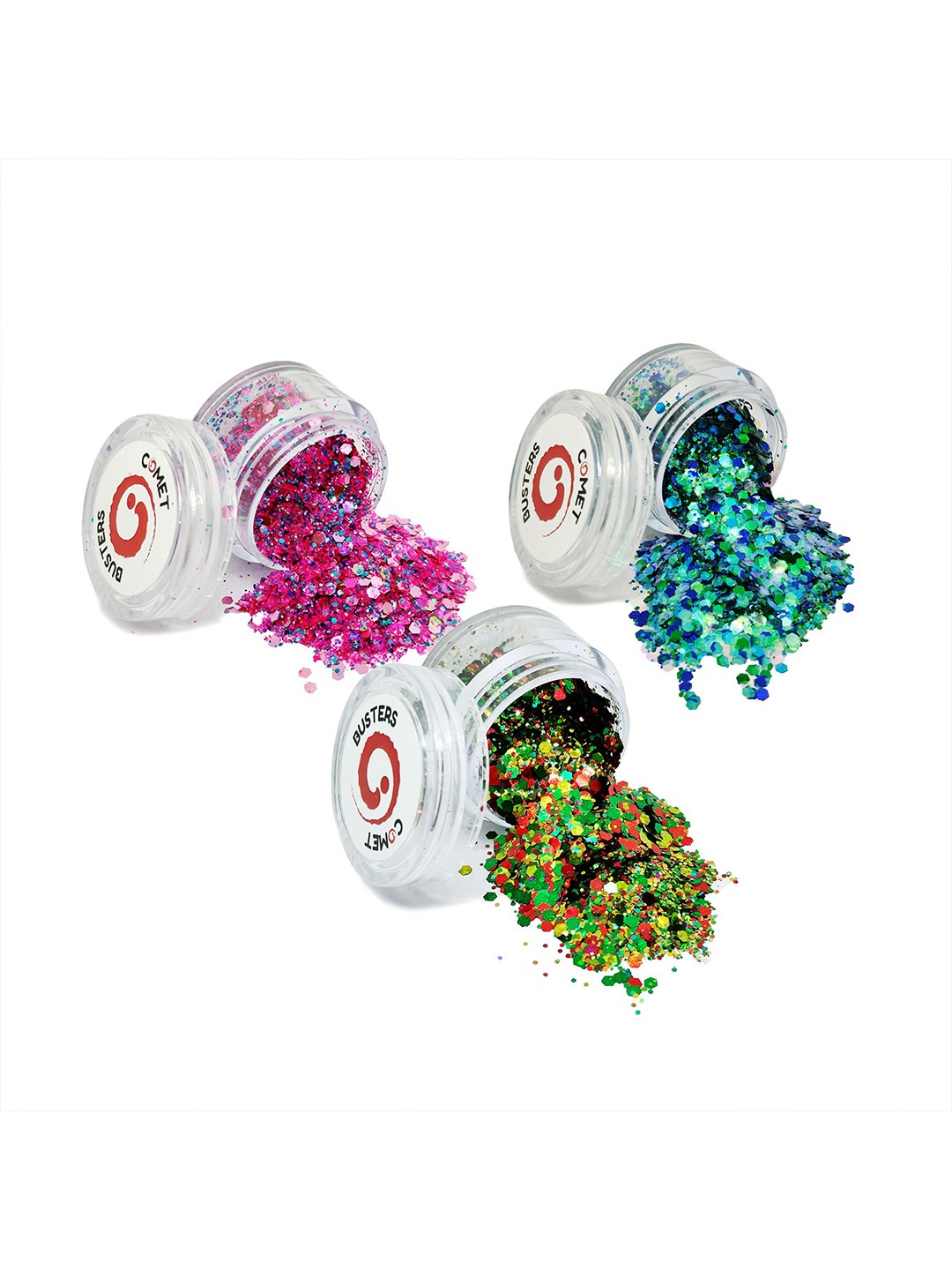 

Comet Busters Set Of 3 Face Chunky Glitter Body Shimmer Eye Makeup - 5 g Each - GLT041, Pink