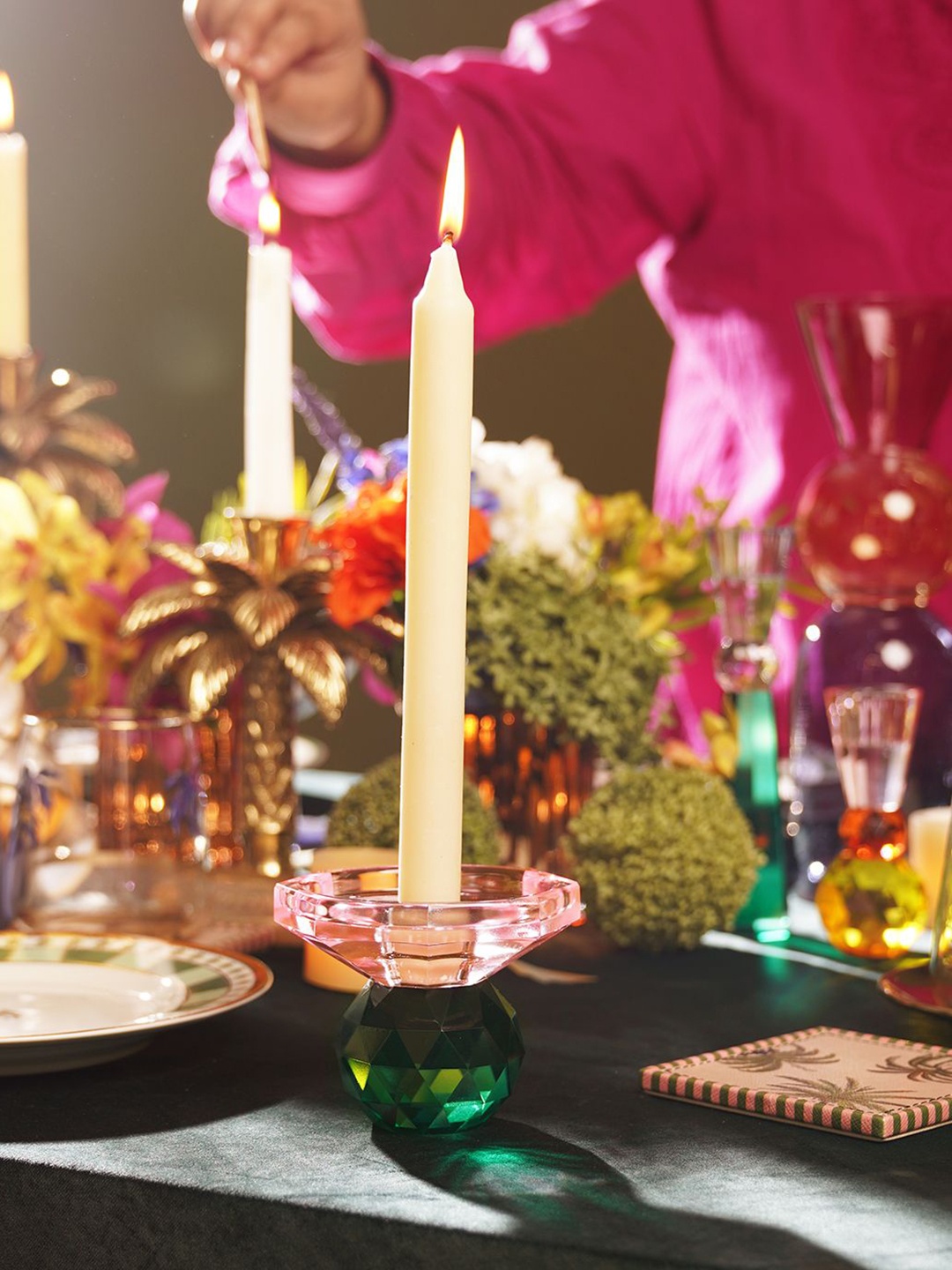 

Pure Home and Living Pink & Green Candle Holder