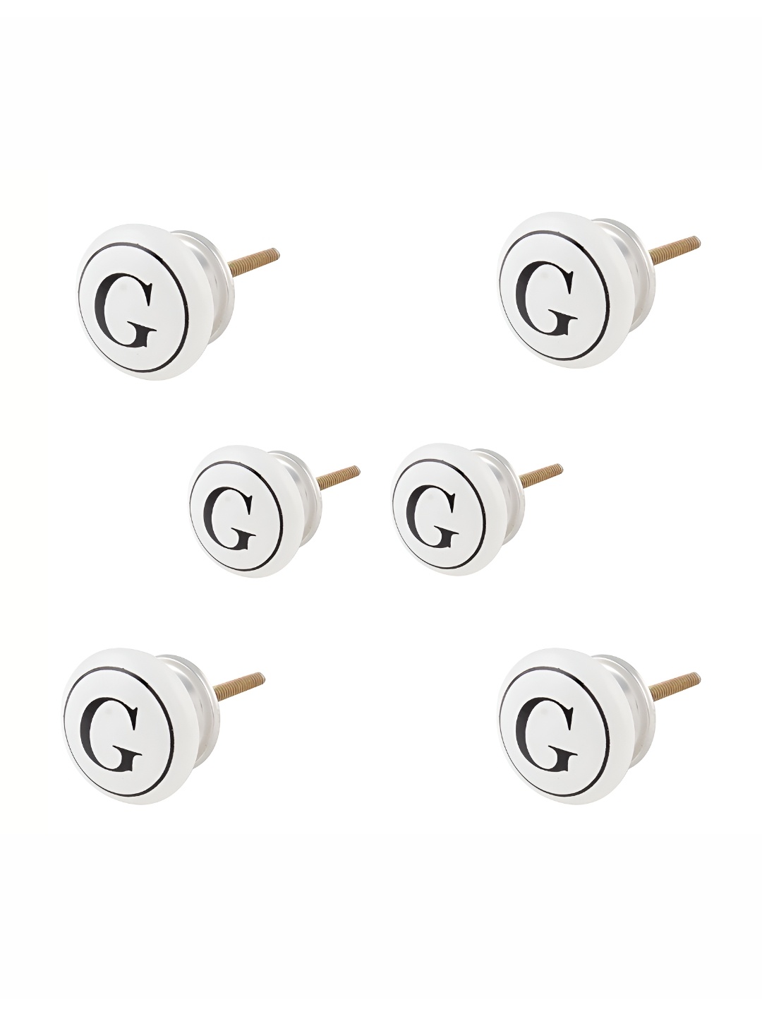 

Indianshelf 6-Pcs White & Black Printed Ceramic Knobs