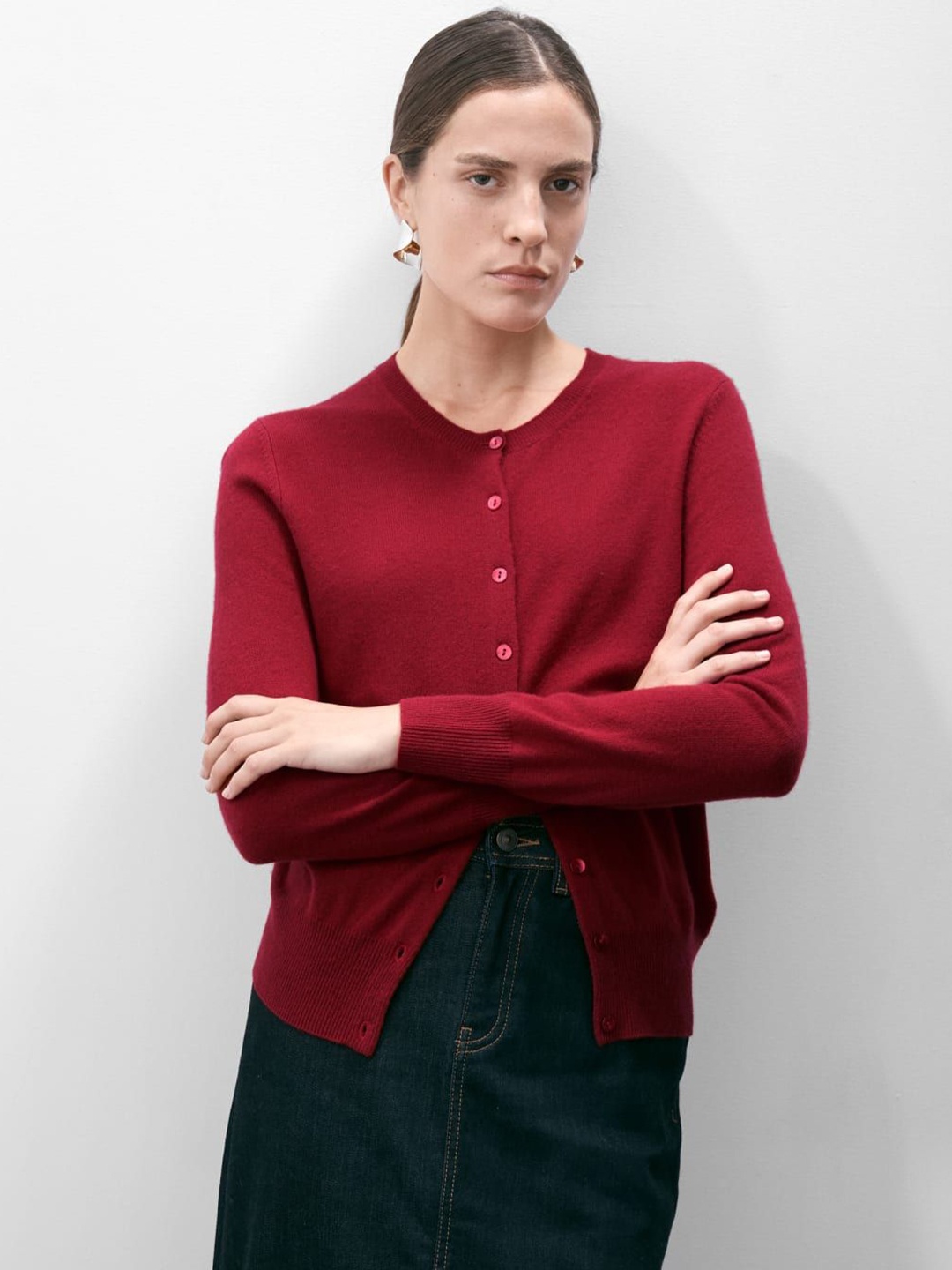 

Marks & Spencer Women Cashmere Cardigan, Red