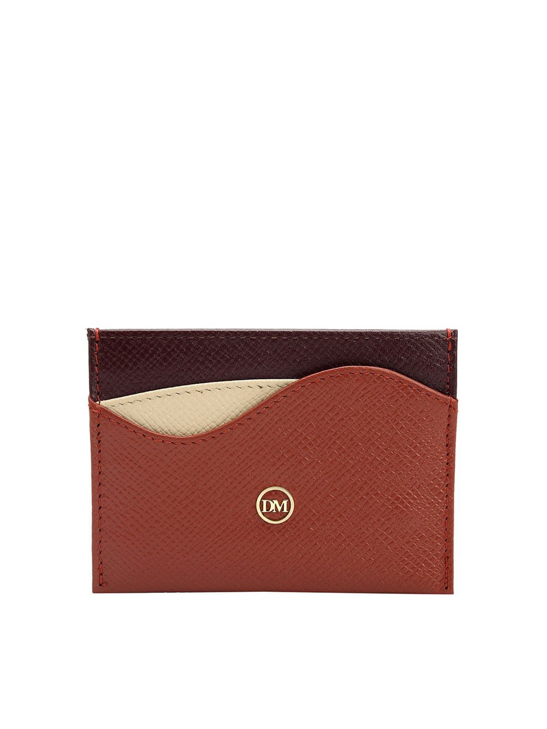 

Da Milano Unisex Colourblocked Leather Card Holder, Red