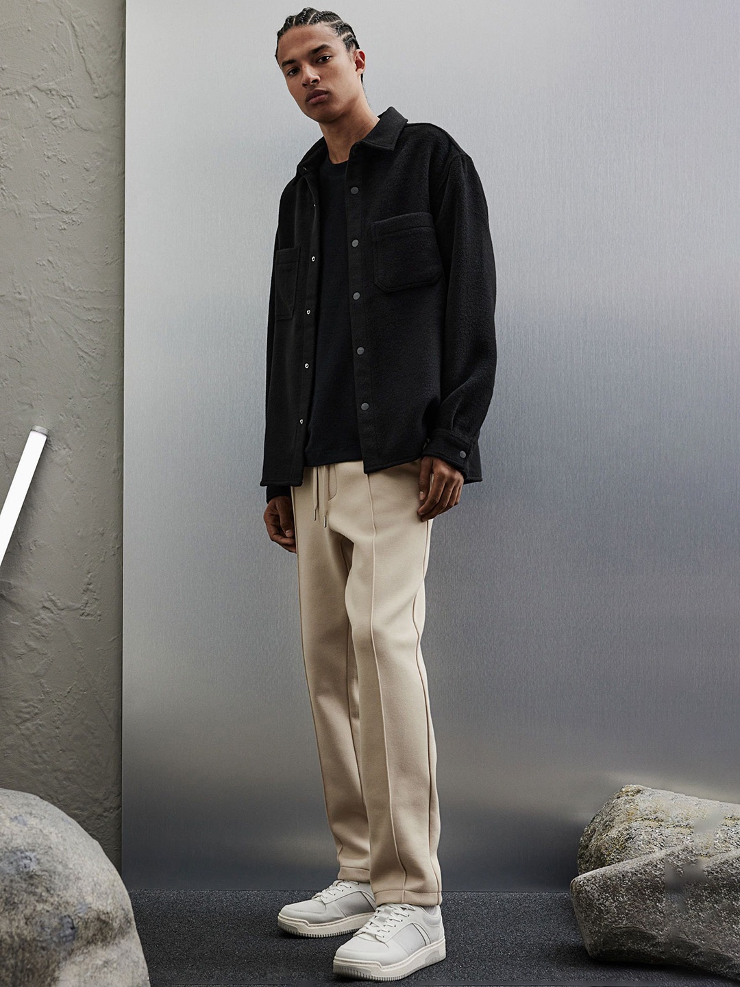 

H&M Slim-Fit Tailored Trousers, Beige