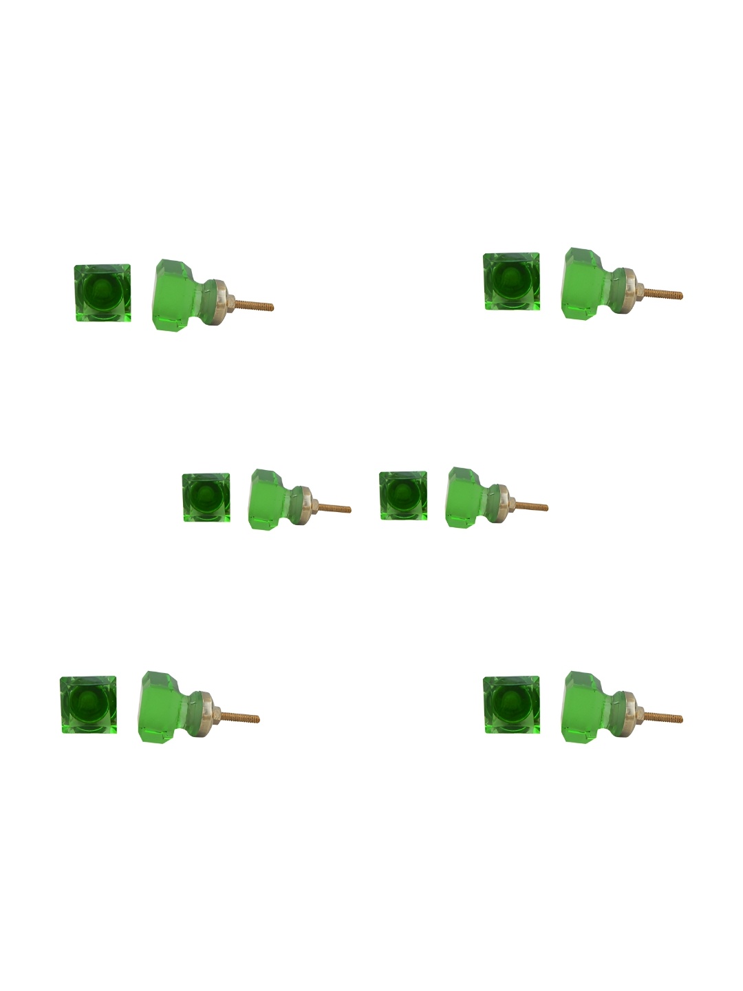 

Indianshelf 6Pcs Green Textured Glass Square Knobs