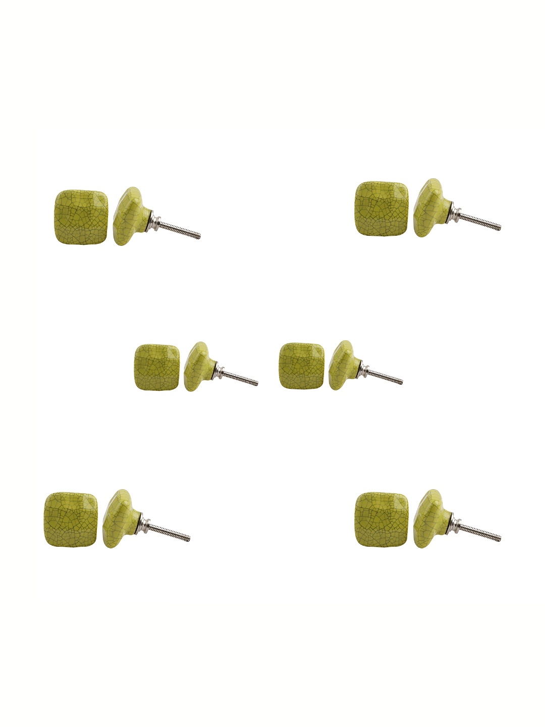 

Indianshelf 6Pcs Green Textured Ceramic Knobs