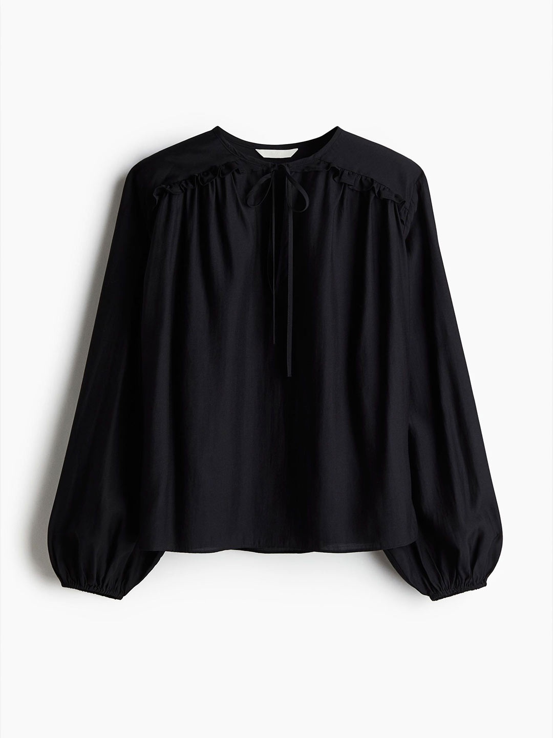 

H&M Frill-Trimmed Blouse, Black