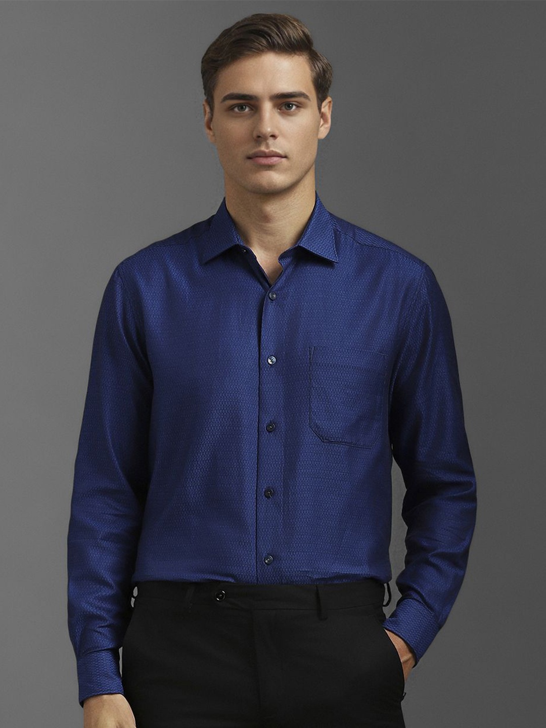 

Louis Philippe Men Classic Opaque Formal Shirt, Blue
