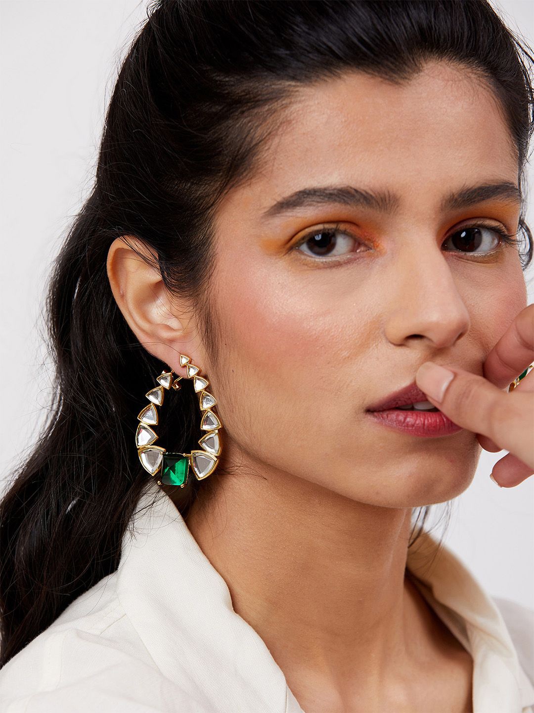 

Isharya Contemporary Studs Earrings, Green