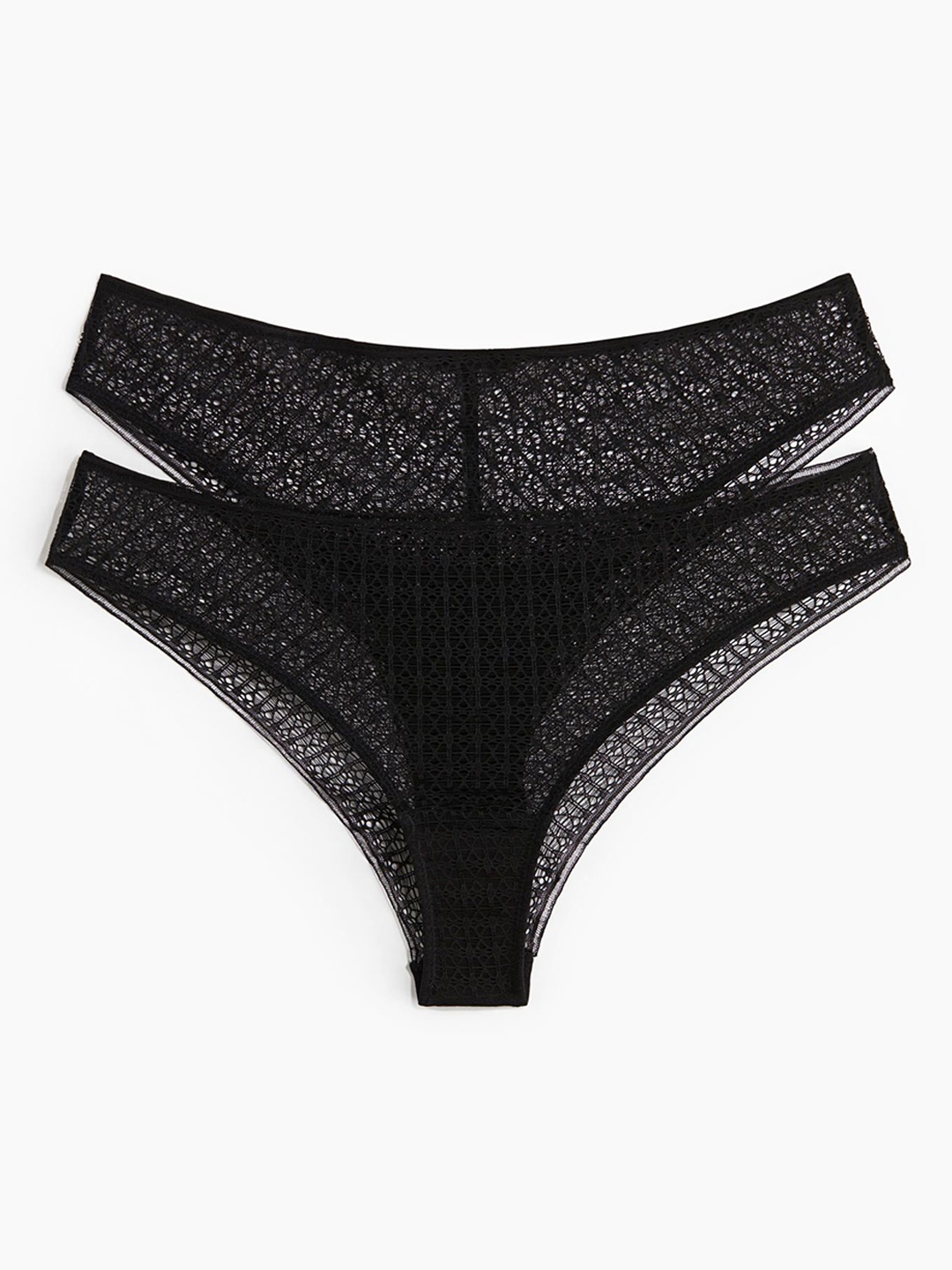 

H&M 2-Pack Lace Brazilian Briefs, Black