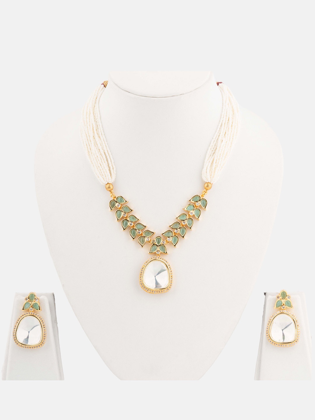 

Vivinia by Vidhi Gold-Plated Kundan Polki Studded & Diamond Choker Jewellery Set