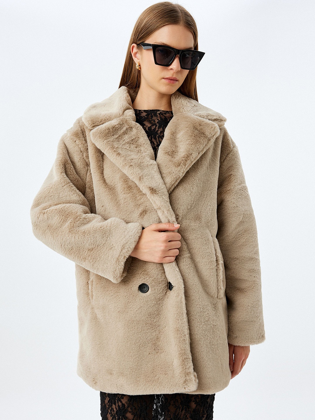 

Koton Women Double Breasted Overcoat, Grey