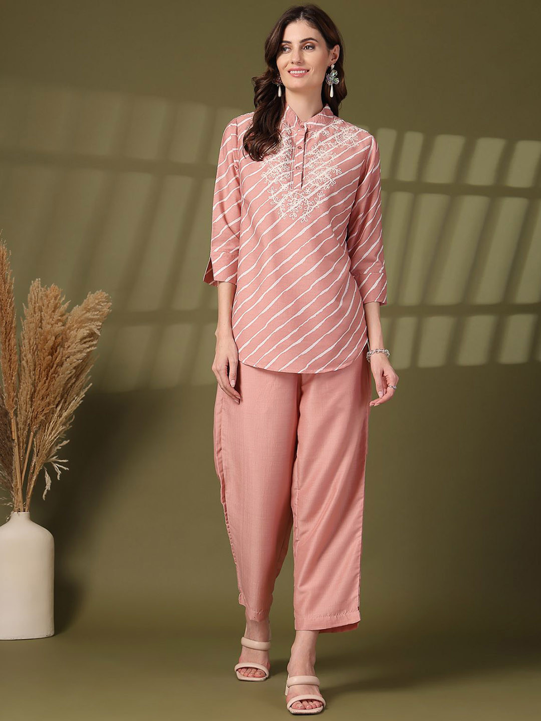 

plusS Printed Pure Cotton Top With Trousers Co-Ords, Pink