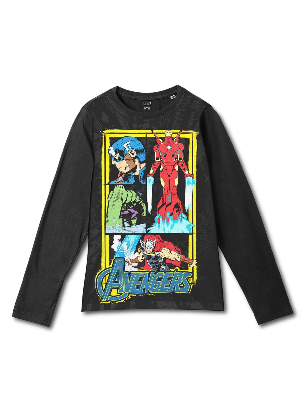 

Wear Your Mind Boys Avengers Printed T-shirt, Black