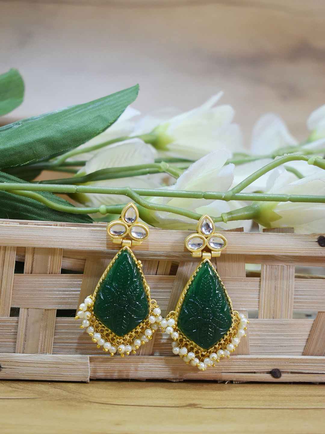 

TISHUL JEWELS Contemporary Drop Earrings, Green