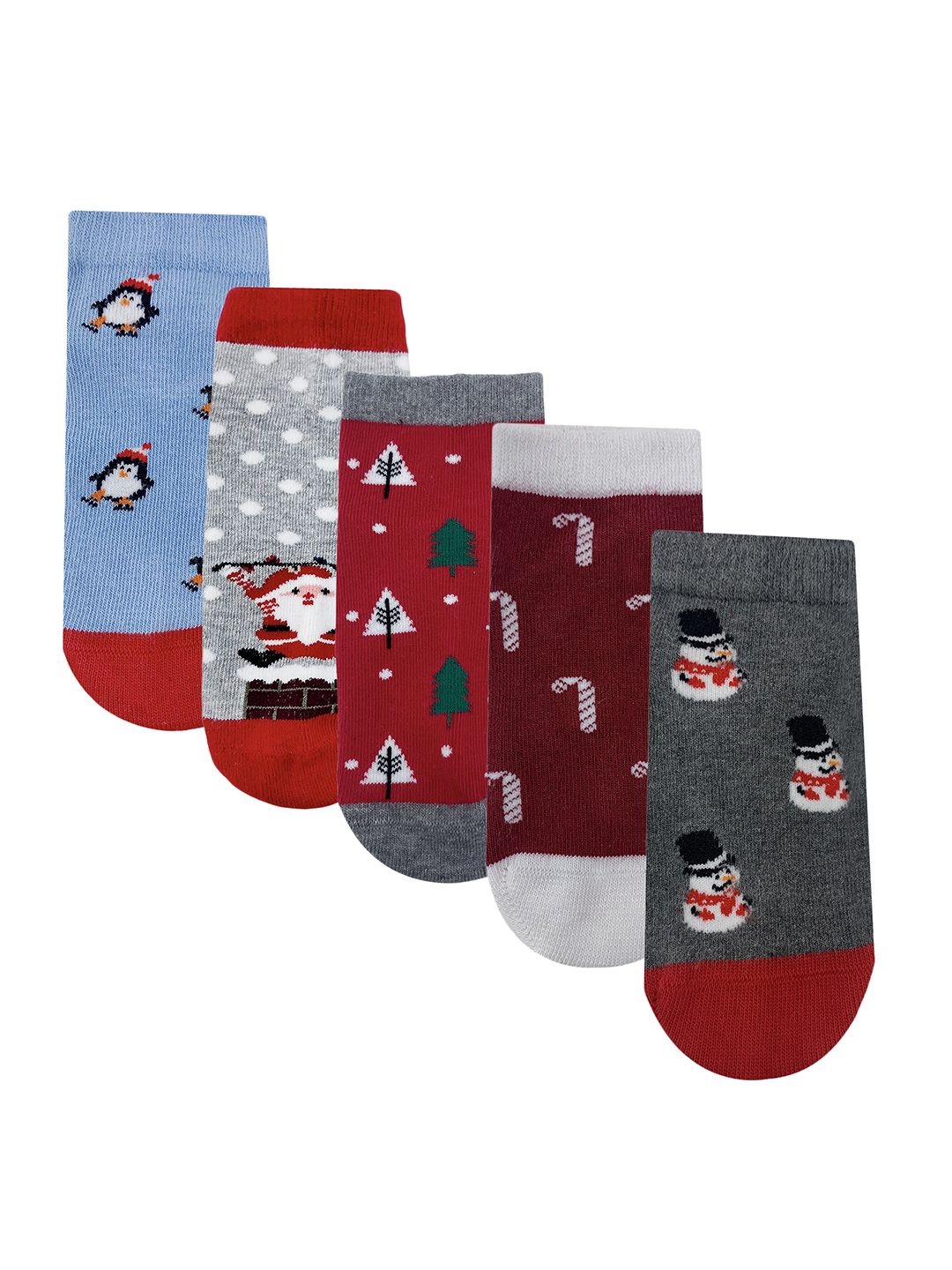 

Mint & Oak Kids Pack Of 5 Patterned Ankle-Length Socks, Blue