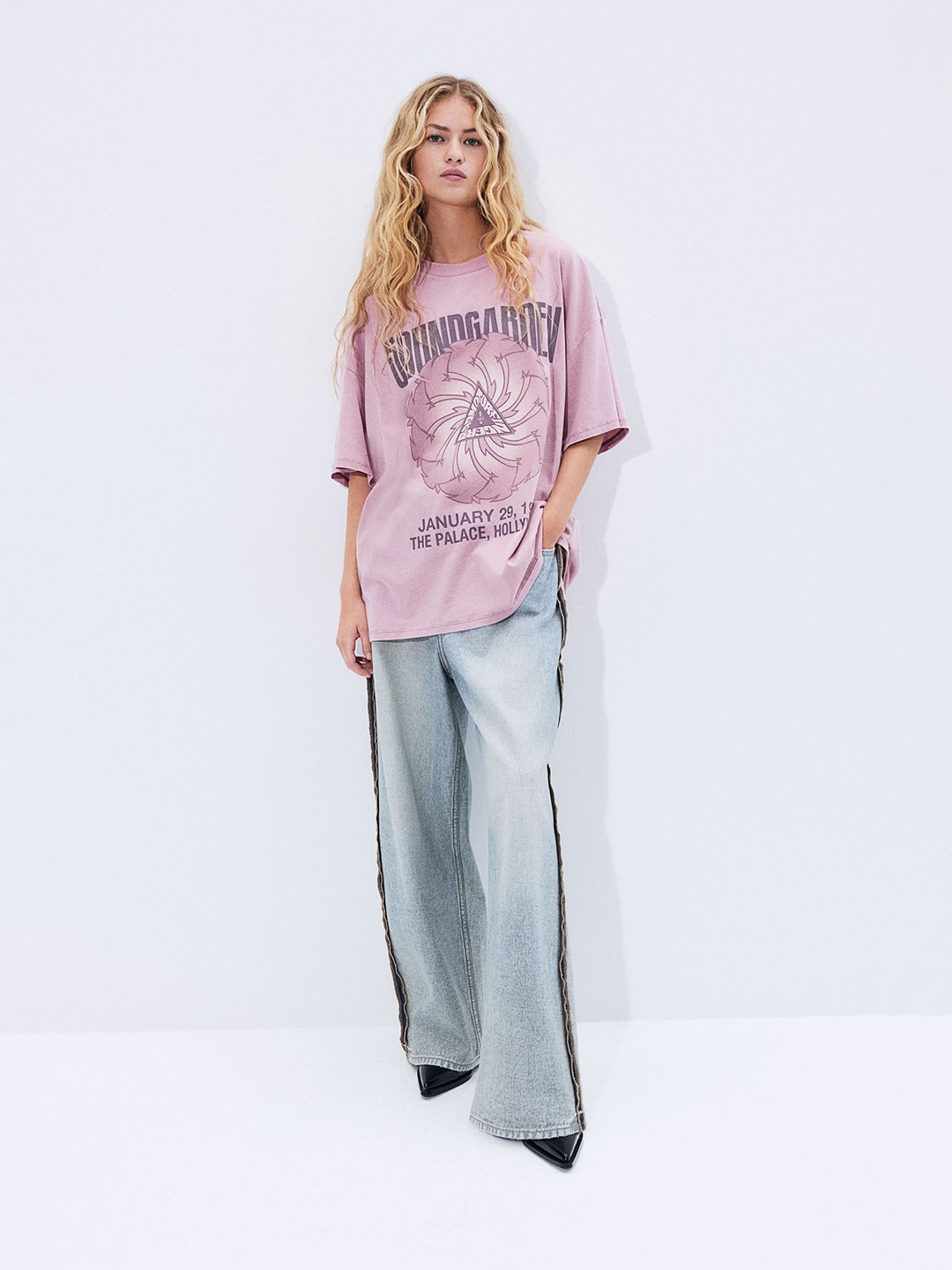 

H&M Oversized printed T-shirt, Pink