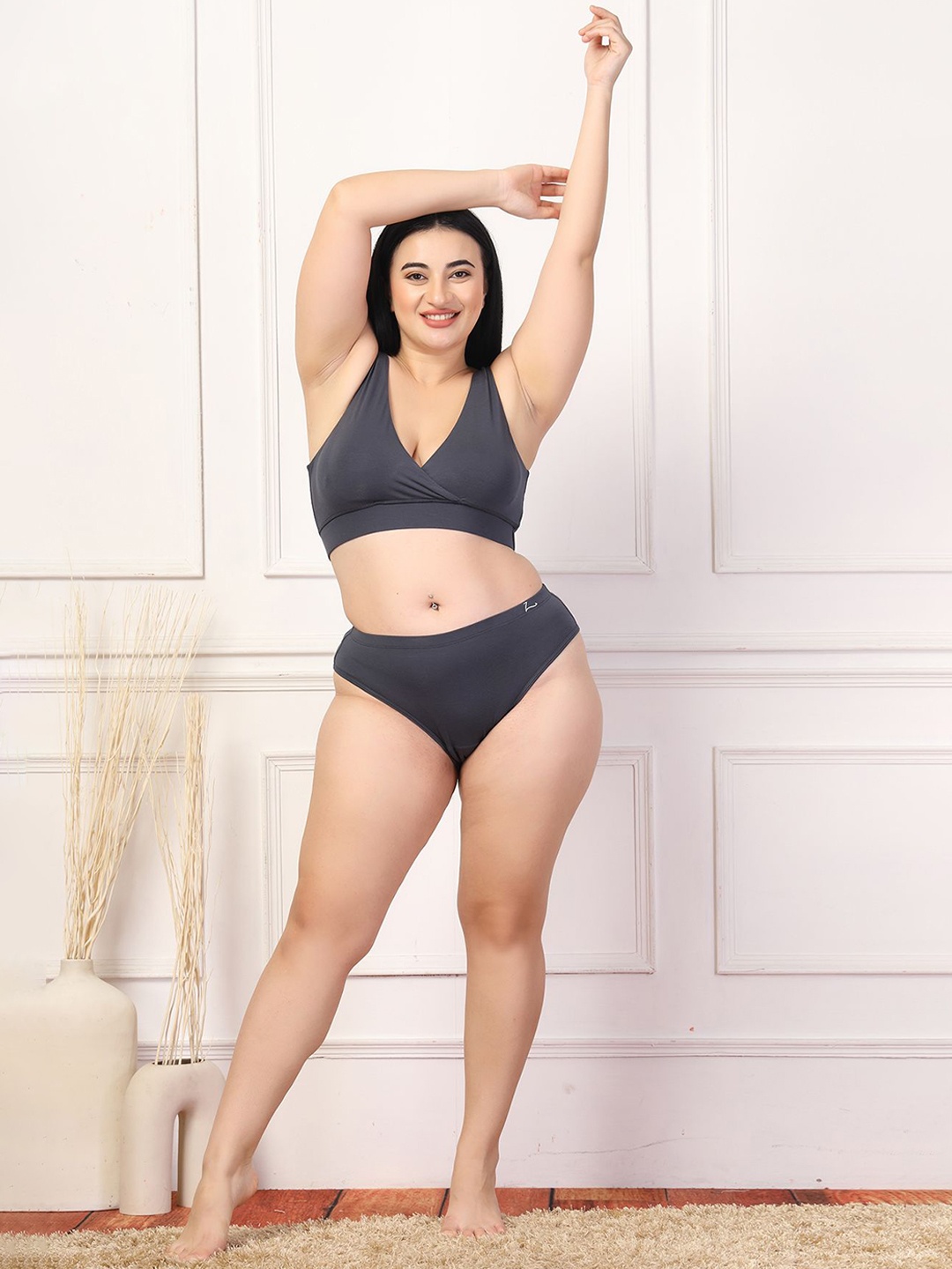 

House Of Zelena Maternity Feeding Lingerie Set, Grey
